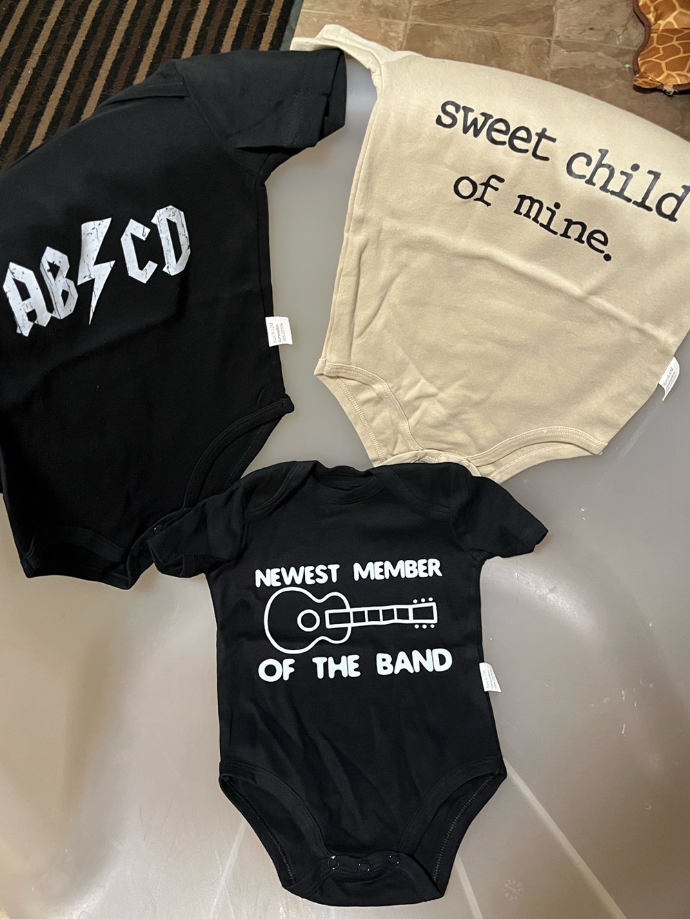 3 Piece Baby Bodysuits Rock & Roll Theme